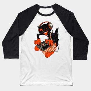 Vintage Halloween Cat Making Lofi Beats on SP-404 Baseball T-Shirt